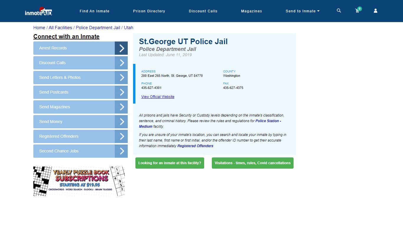 St.George UT Police Jail & Inmate Search - St. George, UT