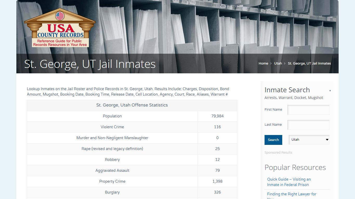 St. George, UT Jail Inmates | Name Search - USA County Records